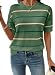 SHEWIN Womens Tops Crew Neck Short Sleeve Shirts for Women Lightweight Striped Womens Summer Sweaters Pullover Spring Outfits for Women,(US 8-10) M,Green
