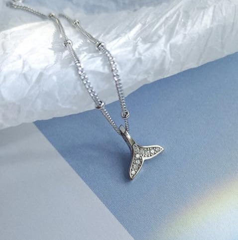 Collier queue de baleine argent Sterling 925 et bijoux de sirène bleue - 4