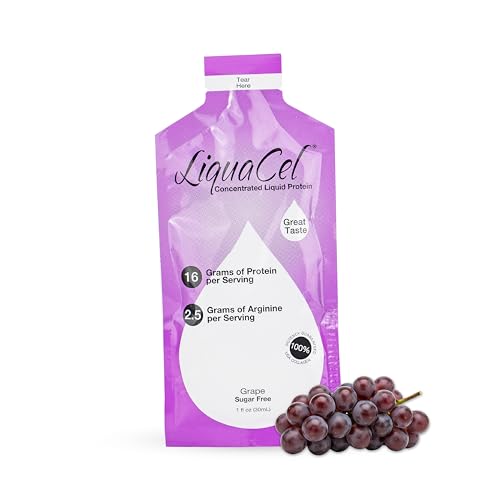 LiquaCel Concentrated Liquid Protein Grape Flavor 16g Hydrolyzed Collagen Protein and 2.5g Arginine Per Single-Serving Packet Sugar & Gluten Free 1fl oz Packets 10 Pack