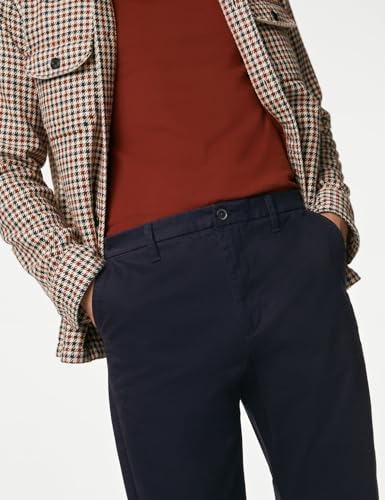 Image of Marks & Spencer Mens Solid Mid Rise Regular Fit Chinos