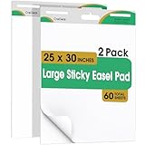 CREGEAR 25 x 30 Inch Sticky Easel Pads, 2-Pack 30 Sheets/Pad Self-Stick Flip Chart Paper for Classrooms, Offices, and Presentations, Large Easel Paper Featuring...