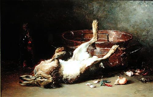 Natura morta con lepre cuadro pinturas famosas Guillaume Romain Fouace 60x90cm