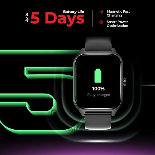 Image of Nervfit Pulse Smartwatch with 1.83 inch TrueColor+ HD Display | Bluetooth Calling | Waterproof | Heart Rate & SpO2 Tracking | Sleep & Stress Monitor | 5-Day Battery | Sports Modes (Pulse Black)