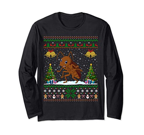 Cockroach Animal Lover Xmas Gift Ugly Cockroach Christmas Long Sleeve T-Shirt