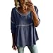 Womens Linen Tops 3/4 Sleeve Shirts Round Neck Loose Casual Tshirts Fashion Lace Patchwork Summer Tees for Vacation Navy