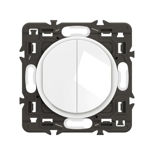 LEGRAND - Interrupteur Poussoir Double - 6A - Commande d'Eclairage Complète - A compléter avec une plaque - Blanc