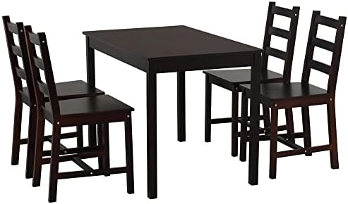 HOMCOM 5 Piece Dining Room Table Set, Wooden Kitchen Table and Chairs for Dinette, Breakfast Nook, Chestnut Brown