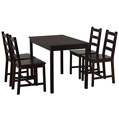 Homcom 5 Piece Dining Room Table Set, Wooden Kitchen Table And Chairs For Dinette, Breakfast Nook, Chestnut Brown #TOP3