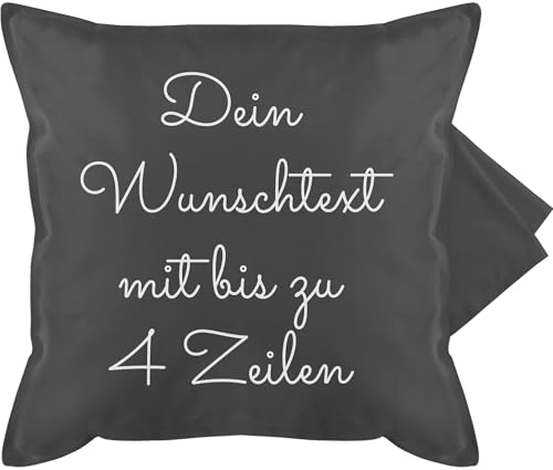 Kissenbezug - Aufdruck selbst gestalten - Wunschtext I Geschenk personalisiert - 50 x 50 cm - Grau - Kissen Personalisieren Text namenskissen...