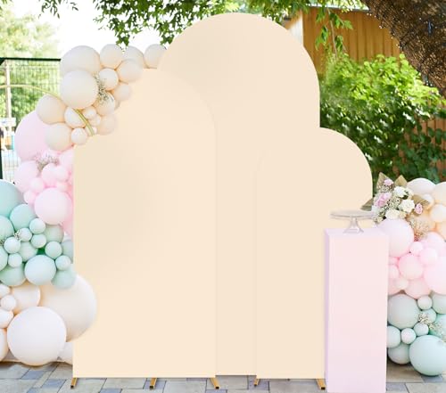 Housses de toile de fond élasthanne pour habiller une arche de mariage beige