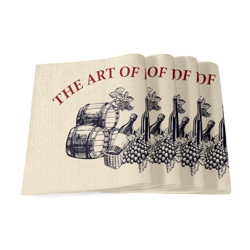 Sets de table en lin premium grand format style art du vin - 2