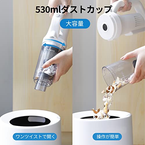 ALACRIS ハンディクリーナー 車用掃除機 コードレス ミニ掃除機 車用 カークリーナーパワフル USB充電式 8500Pa 強力吸引 低騒音 LED照 長時間連続稼働 軽量 コンパクト 多種類ノズル HEPAフィルター 車内清掃/ペット毛掃除/家庭用/業務用 (ホワイト) 6枚目