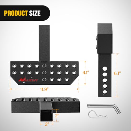 Image of Nilight Hitch Step with 2 inch Hitch Receiver Rear Bumper Guard Protector 11.9 Inch with 5 /8 inch Hitch Pin Clip Upgraded Textured Black Anti Slip Hitch Step Bar for Pickup Truck Car SUV