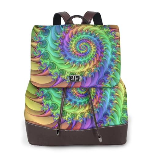Sac à dos en cuir imprimé tie-dye polyvalent avec compartiments optimisés pour femme