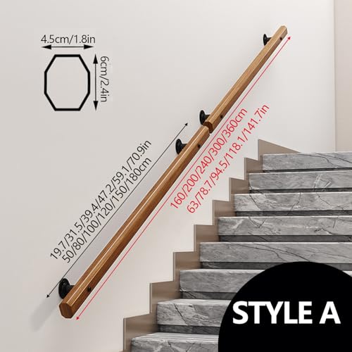 Rampe d'escalier en bois antidérapante anti-chute