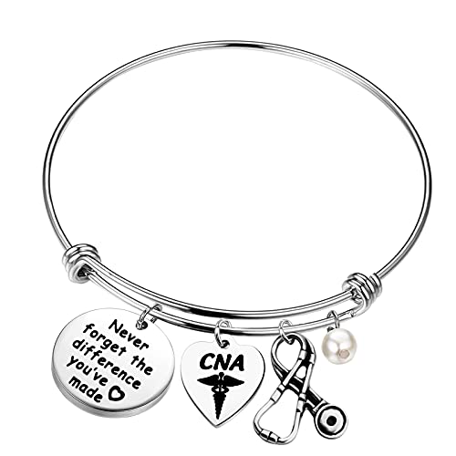 WSNANG CNA Bracelet Certified Nursing Assistant Gift Nursing School Graduation Gift Never Forget The Difference You've Made Bracelet