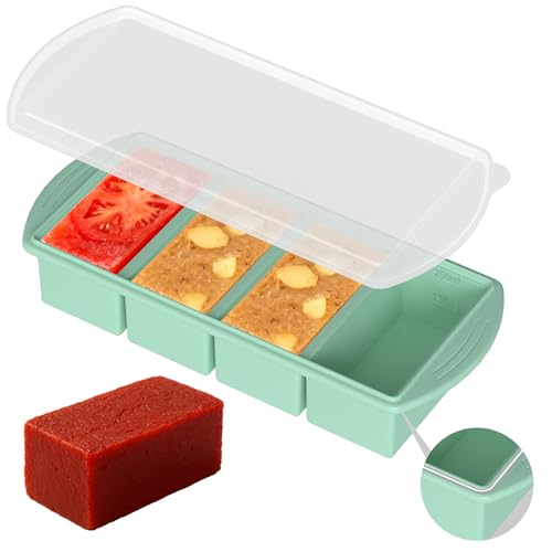Souper Cube Silikon Gefrierform mit Deckel 1-Cup Portionierer für Suppe Brühe & Aufläufe BPA-freie stapelbare Gefrierbehälter für Meal Prep in Mintgrün