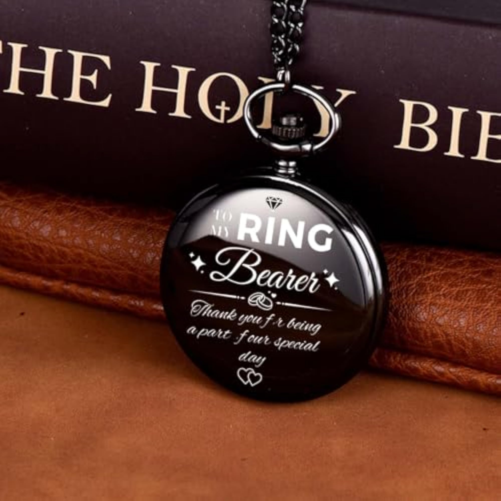 Engraved Pocket Watch for Ring Bearer Wedding Gift