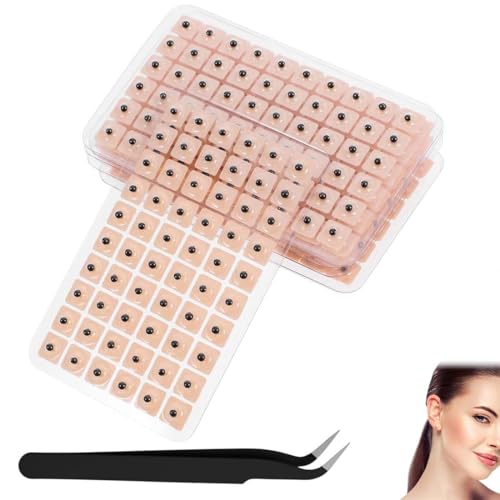 OIXYA 1200 Unids Semillas de acupuntura,Ear seeds acupuncture,Adhesivas Desechables para Masaje de Oídos, Semillas Prensa Orejas Desechables, Kit de Acupresión de Semilla de Oreja (20 hojas)