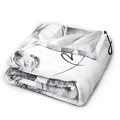 Bxuoe Ultra-Soft Fleece Bed Blanket Fuzzy Flannel Throw Blanket Unique Sketch English Bulldog Puppy Dog Warm Cozy Sofa Blankets For Bedroom Livingroom Chair, All-Season Gift 40''X50'' #TOP4
