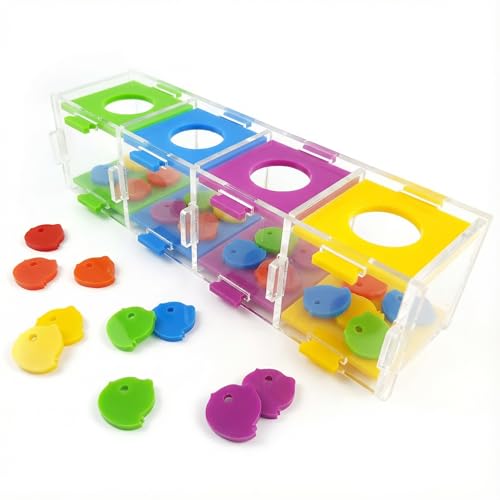 HEMOTON Jouet Perroquet Interactif, Boîte à Pièces en Acrylique pour Dressage Intelligence, Jeu Éducatif de Tri des Couleurs pour Gris du Gabon, Ara, Perruche