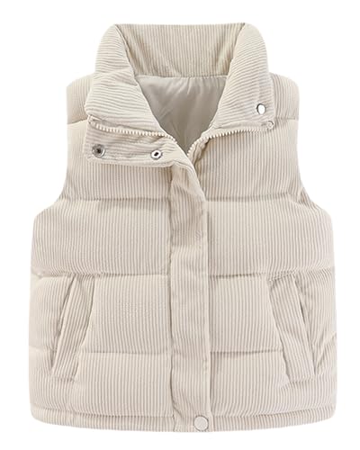 Happy Cherry Girls Corduroy Down Vest Kids Winter Warm Quilted Jacket Toddlers Sleeveless Coat Outerwear 1-8 Years