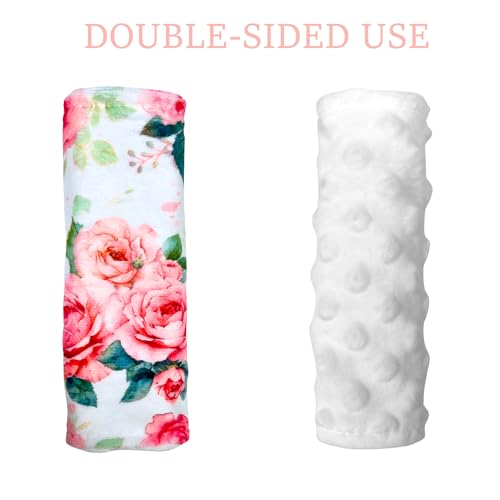Image of Carseat Strap Covers for Babies, Ultra Soft Double-Sided Use Shoulder Covers, 2 Pack Infant Seat Belt Covers for Car Seats /Strollers /High Chairs, for Baby Toddler Infant Boy Girl, Rose
