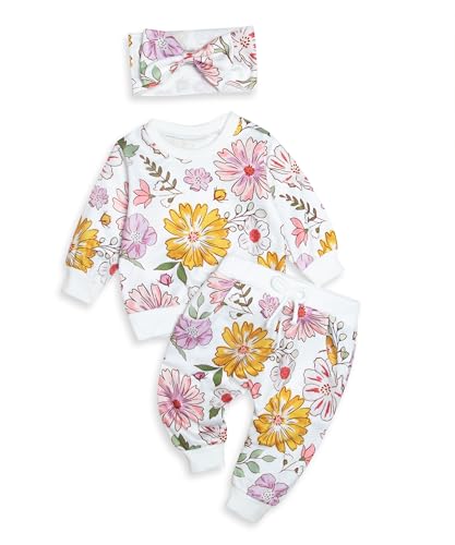 Image of Abbence Baby Girl Sweatshirt Clothes Pants Set Joggers Toddler Fall Outfit Infant Sweatsuit