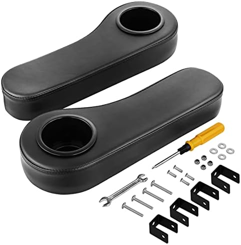 XUANYUDG0769 Golf Cart Armrest with Cup Holder for Rear Seat Kit for Club Car EZGO Yamaha No Drilling Required Kits Include - Black
