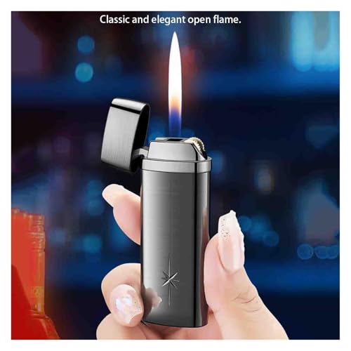 Encendedor portátil metálico a gas butano estilo retro miniatura 3