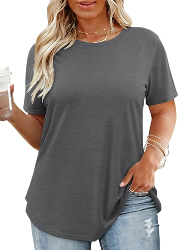 Image of VISLILY Plus-Size-Tops for Women Casual Short Sleeve T Shirts Trendy Tie Dye Crewneck Tees Comfy Loose Fit Tunics XL-5XL