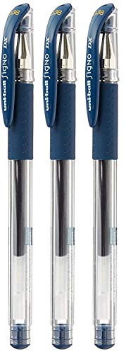 Set de 3 - Signo - Stylo à bille à encre gel uni - UM-151-0,38 mm Bleu-Noir