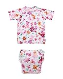 babygoal Baby Girl Swimsuit 2-Piece for 12-36 Months Toddlers, Bathing Suit Swim Diaper with Match Top Short Sleeves for Swim Lessons and Beach-Floral,CJYT28L-B