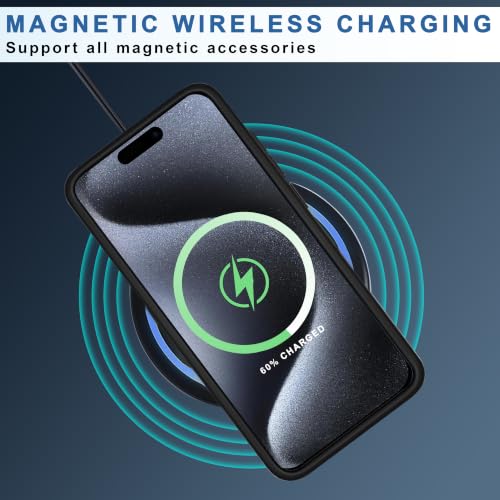 Image of CEDO Magnetic Cover for iPhone 15 Pro | Compatible with MagSafe Wireless Charging | Matte Black Case Designed with Magnetic Lock Shockproof Edge Protection Backcover (Translucent Black)