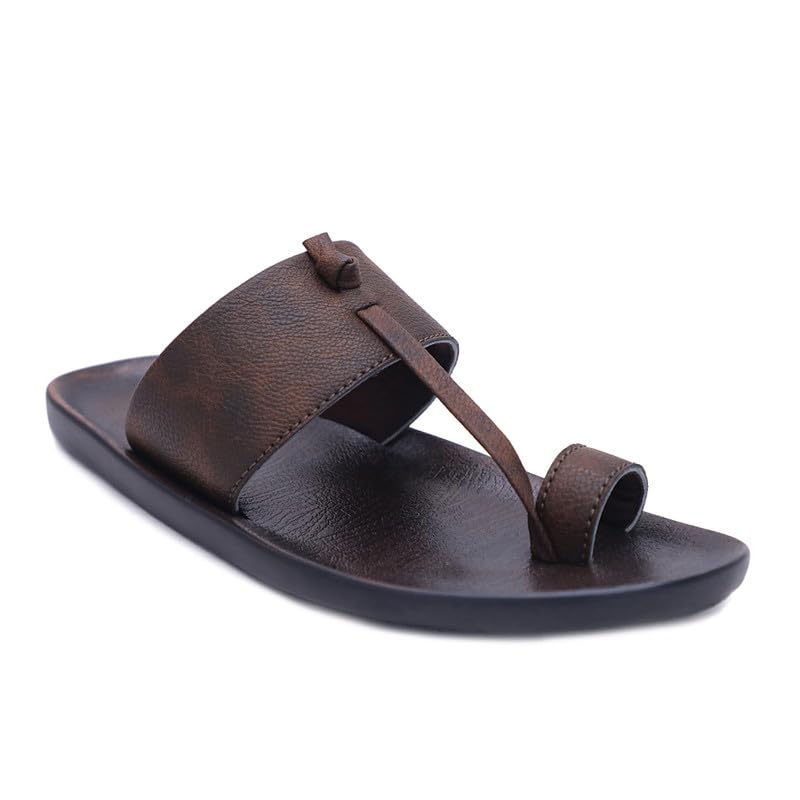 Image of Men's Synthetic Leather Slippers With PU Sole