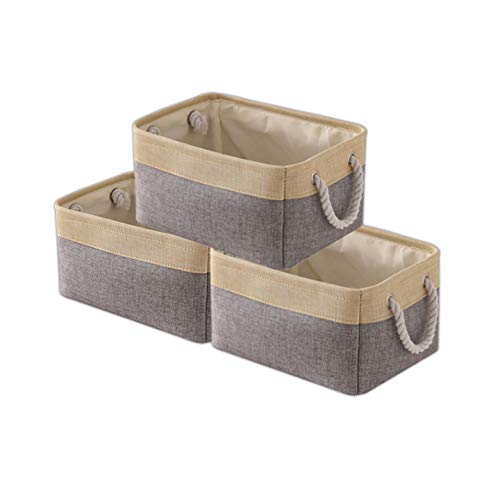 Storage Baskets Fabric Baskets [3-Pack] Baskets for Shelves Toy Baskets with Handles, Easy to Carry Organizational Baskets, Baskets for organizing Towels, Toys, Clothes, Nursery(13.8L×9.8W×6.7H)