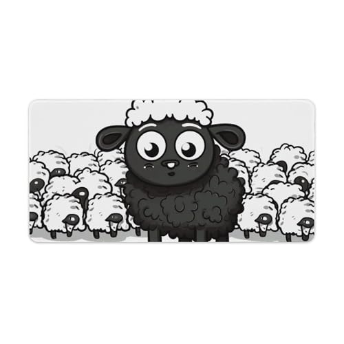 Cartoon Black White Sheep Desk Pad Large Protector