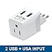 Ceptics Italy, Chile, Uruguay Travel Adapter Plug With Dual USB - USA Input - Type L - Ultra Compact - Perfect for Cell Phones, Laptop, Camera Chargers, iWatch, iPad, iPhone and More (CTU-12A)