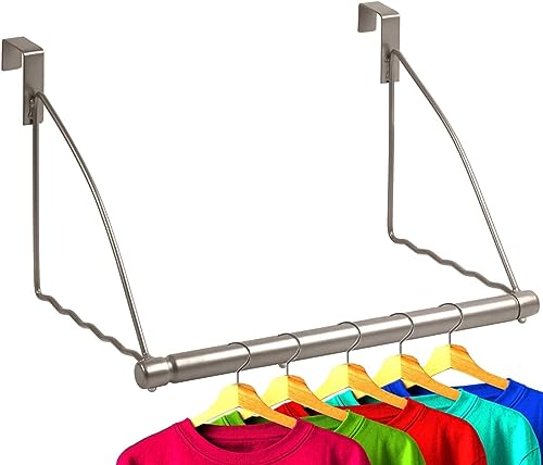 holdn’ storage over the door hanger - door rack hangers for clothes - space saving designed for bedroom & bathroom - ideal for clothes & towels - drying rack, gray