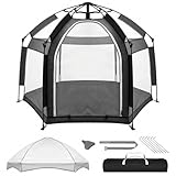 Palopalo Black Pop Up Baby Beach Tent - UPF50+ Sun Protection Canopy & Mosquito Net, Instant Setup Portable Playpen for Indoor & Outdoor Play, Lightweight Pack and Play Yard