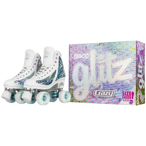 Crazy Skates Glitz Roller Skates | Adjustable Or Fixed Sizes | Glitter Sparkle Quad Skates For Women And Girls - Diamond (Adjustable) (Size: Medium | Us Mens 3-6 | Us Ladies 3-6 | Eu 35-38) #TOP6