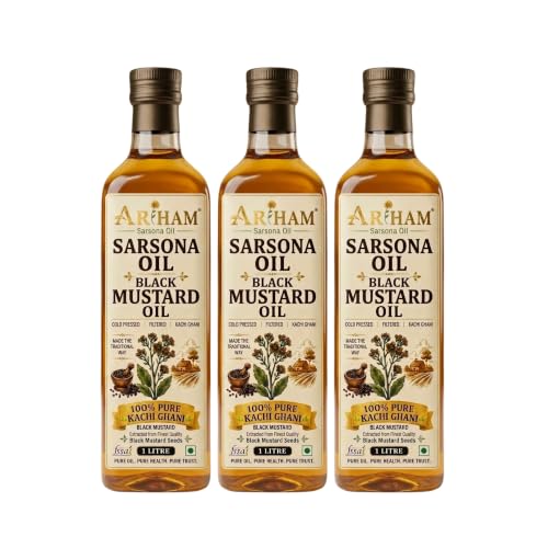 Image of Sarsona Oil Arham Sarsona Black Mustard Oil 1L | Cold Pressed Kachi