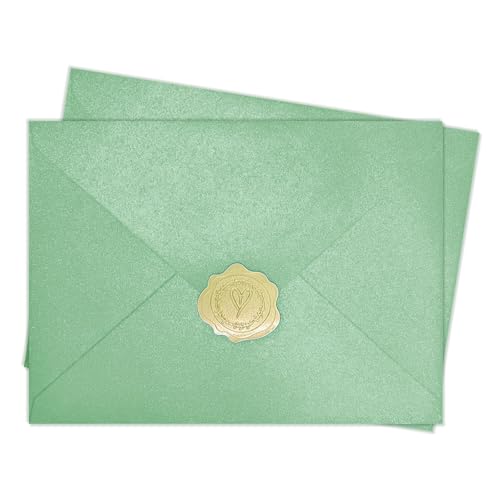YINUOYOUJIA 50 PCS Sparking Green Envelopes A7,5 x 7 Shimmer Envelopes for Invitation,Perfect for Wedding Invitation Cards,Birthday RSVP Invite,5.25 x 7.25 inches