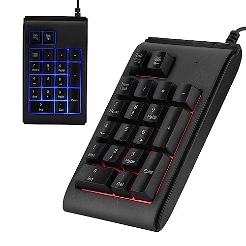 Yunseity Mechanical Numeric Keypad, USB Wired Number Pad with 3 Color Backlit, Portable Backlight Gaming Keypad Numpad for Laptop PC