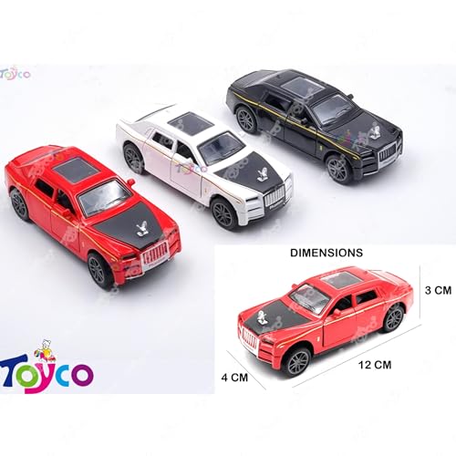 Image of toyco Alloy Metal SUV Toy Car for Kids | Pull Back Unbreakable Small Toy Cars | Openable Doors, Smooth & Shiny Edges |1:36 Scale | Gift Toys for Boys and Girls Age 3+ | (Rols Royce)