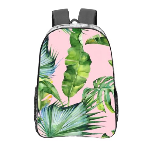 Sac à dos transparent léger grand format avec imprimé feuilles de bananier