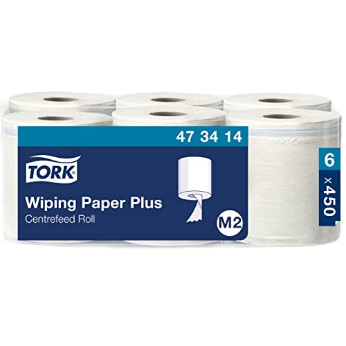 Tork 473414 Papel de secado plus Advanced / Paños de papel de alimentación central compatibles con el sistema M2 / 6 x bobinas / 2 capas / Blanco