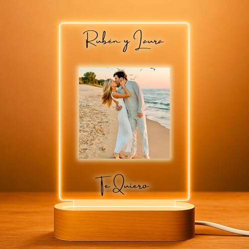 Cristal Plaque Lampara para Fotos Vertical Personalizada con
