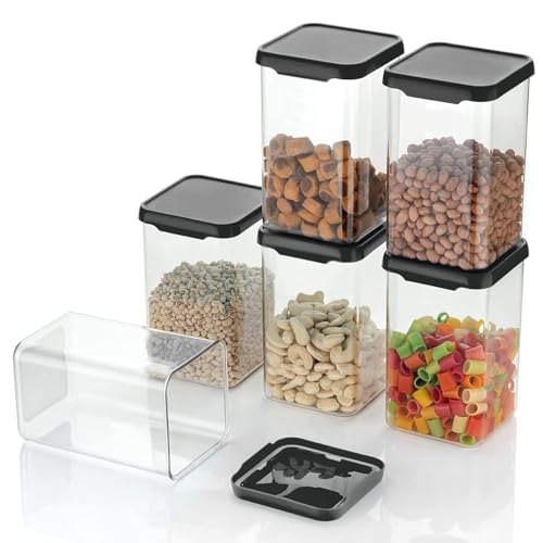 Image of Airtight Square Kitchen Storage Container Plastic Transparent Unbreakable Food Organizer Stackable Leakproof Grocery Storage Box 1500ml Pack Of 12