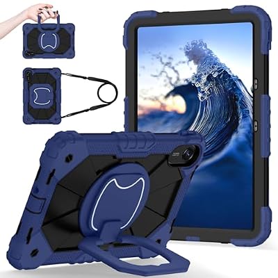 YOUULAR Shoulder Strap Tablet Case for Huawei MatePad 11.5 2024/2023, Heavy Duty Shockproof Protective Cover with Kickstand, Handle, Shoulder Strap for Kids Women Man Navy Blue Black